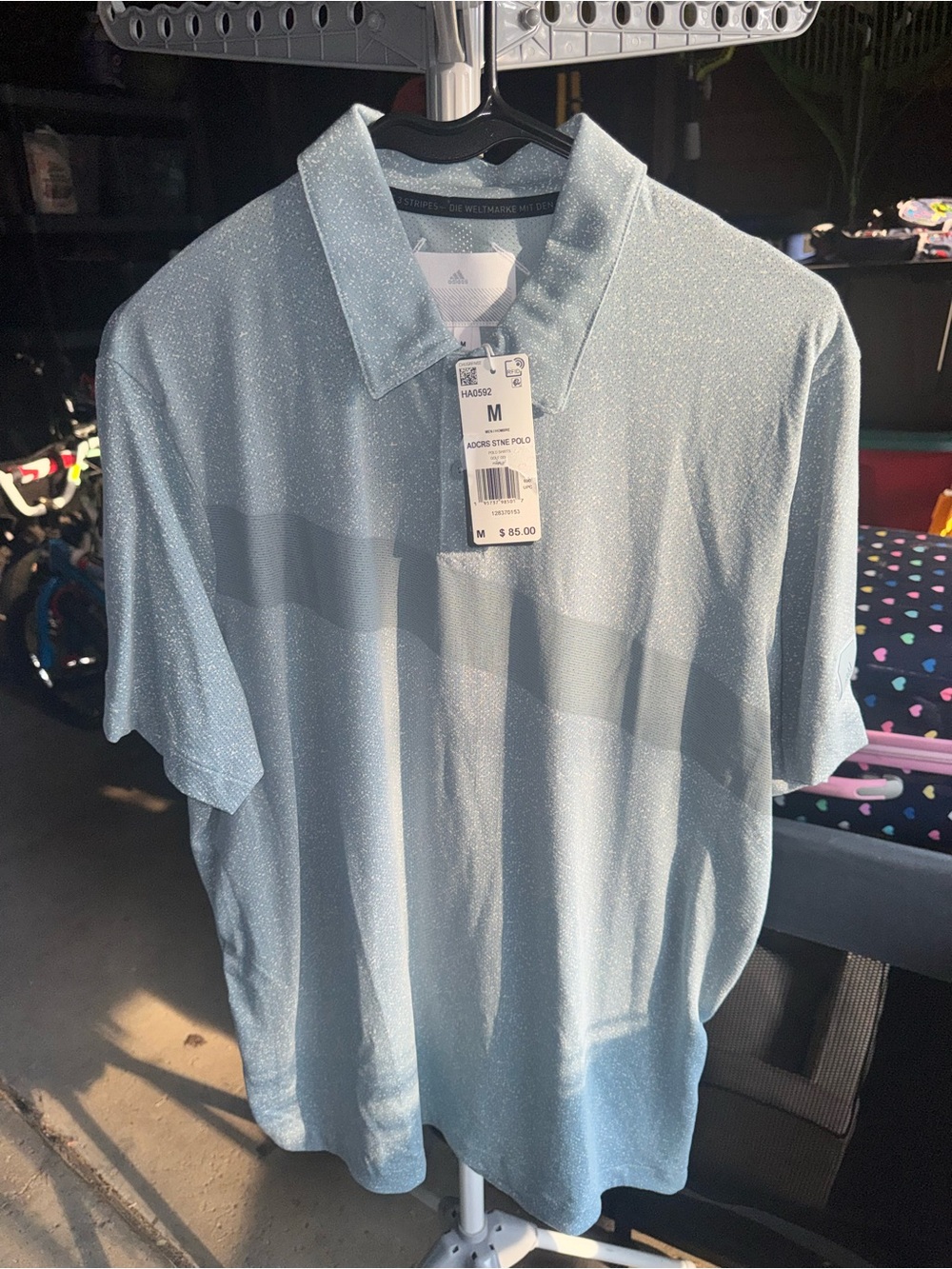 adidas Men’s AdiCross Stone (Pale Blue) Polo Shirt - Short Sleeve